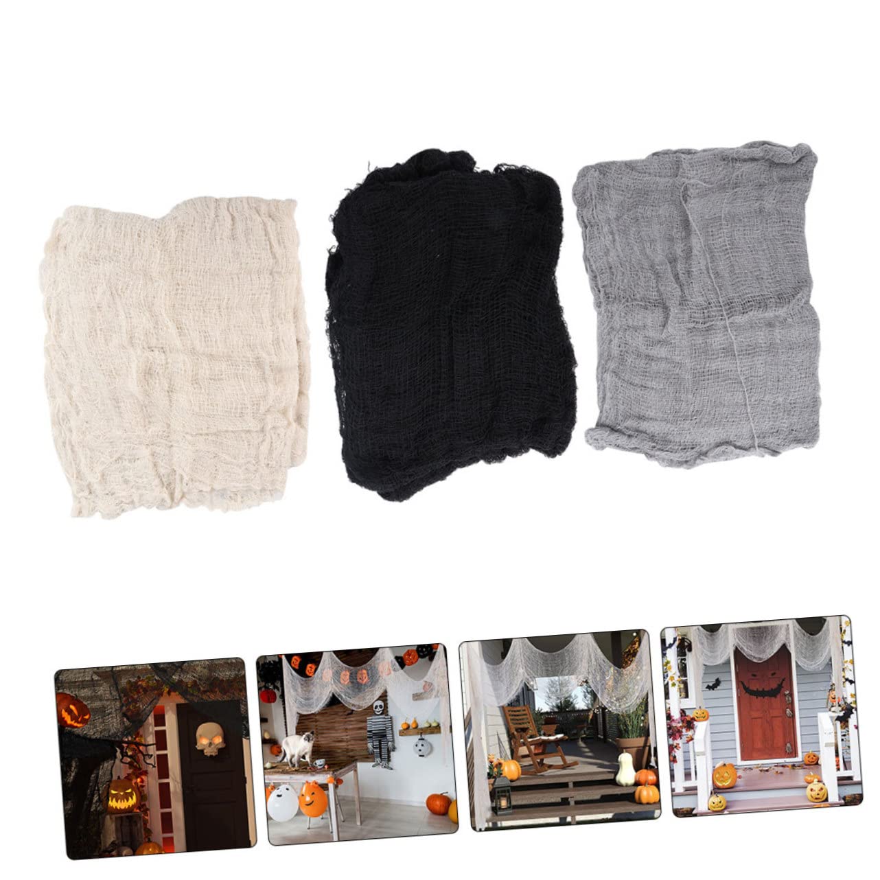9 STK Halloween-Gaze Schwarzes Halloween-Tuch Gruseliges Tuch Halloween Halloween-dekorationsfreigabe Gruseliger Stoffvorhang Halloween-horrorgaze Urlaubsartikel Angepasst