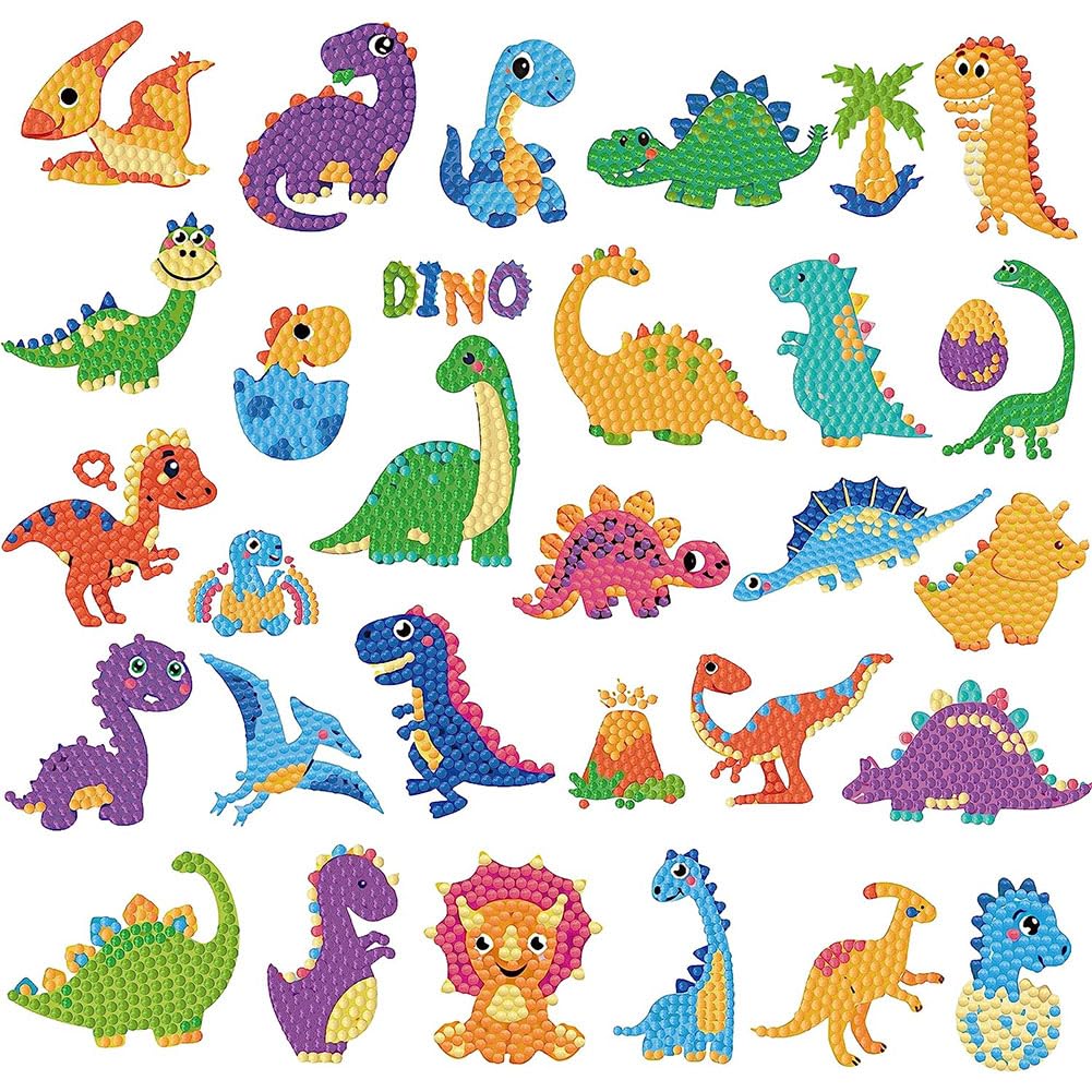 Labeol Diamond Art Kits for Kids Boys and Girls Ages 6-8-10-12 Easy to DIY Creative Diamond Art Sticker Craft by Numbers Kits for Kids and Adult Beginners (New Dinosaurs)
