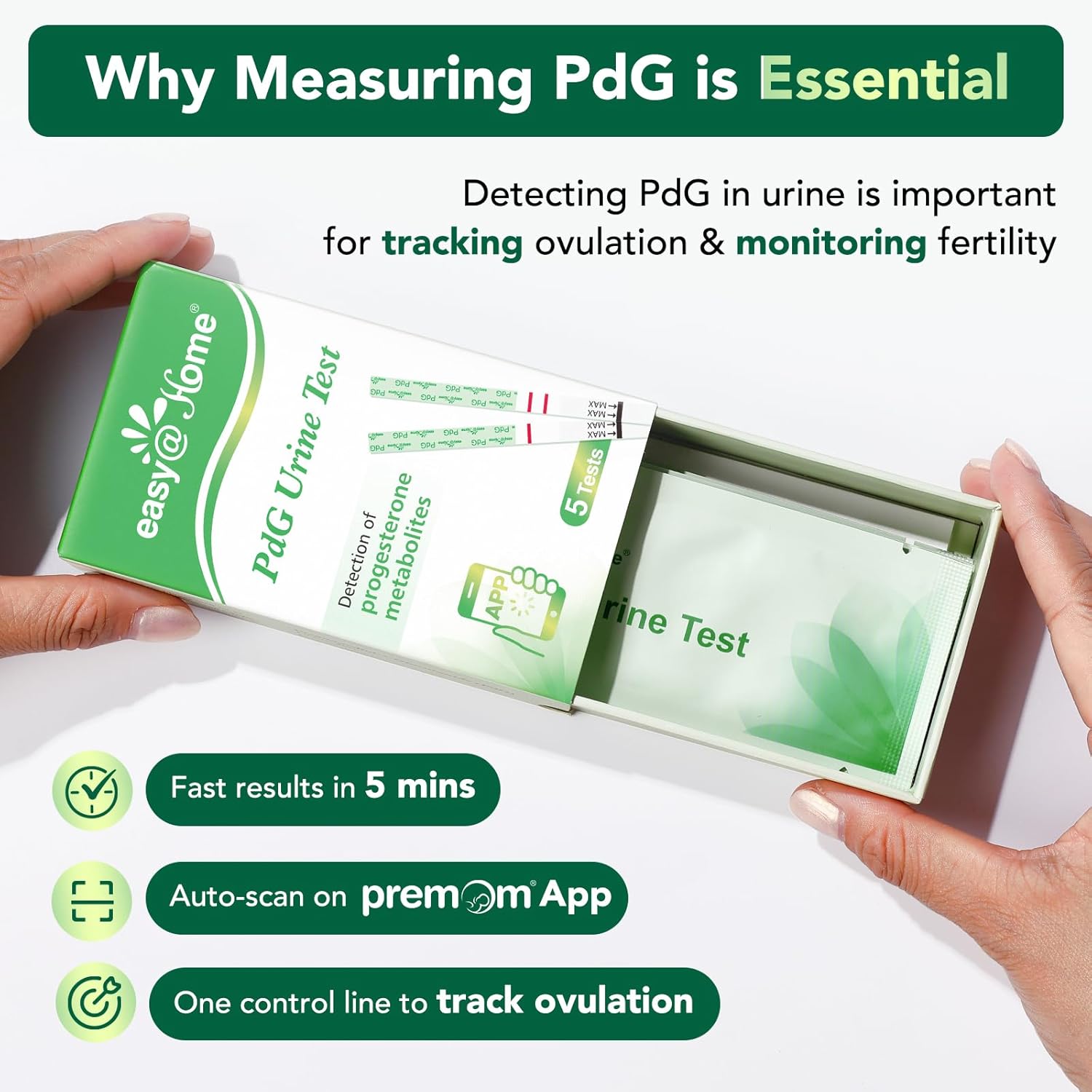 Easy@Home 50 Ovulation Test Strips & 5 PdG Urine Tests to Track Ovulation