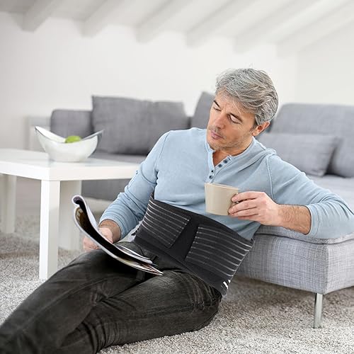 Miniatura 9 de Cinturón de apoyo lumbar autocalentable unisex para invierno, fuerte apoyo para abdomen, entrenador de cintura para alivio de espalda baja y mejora