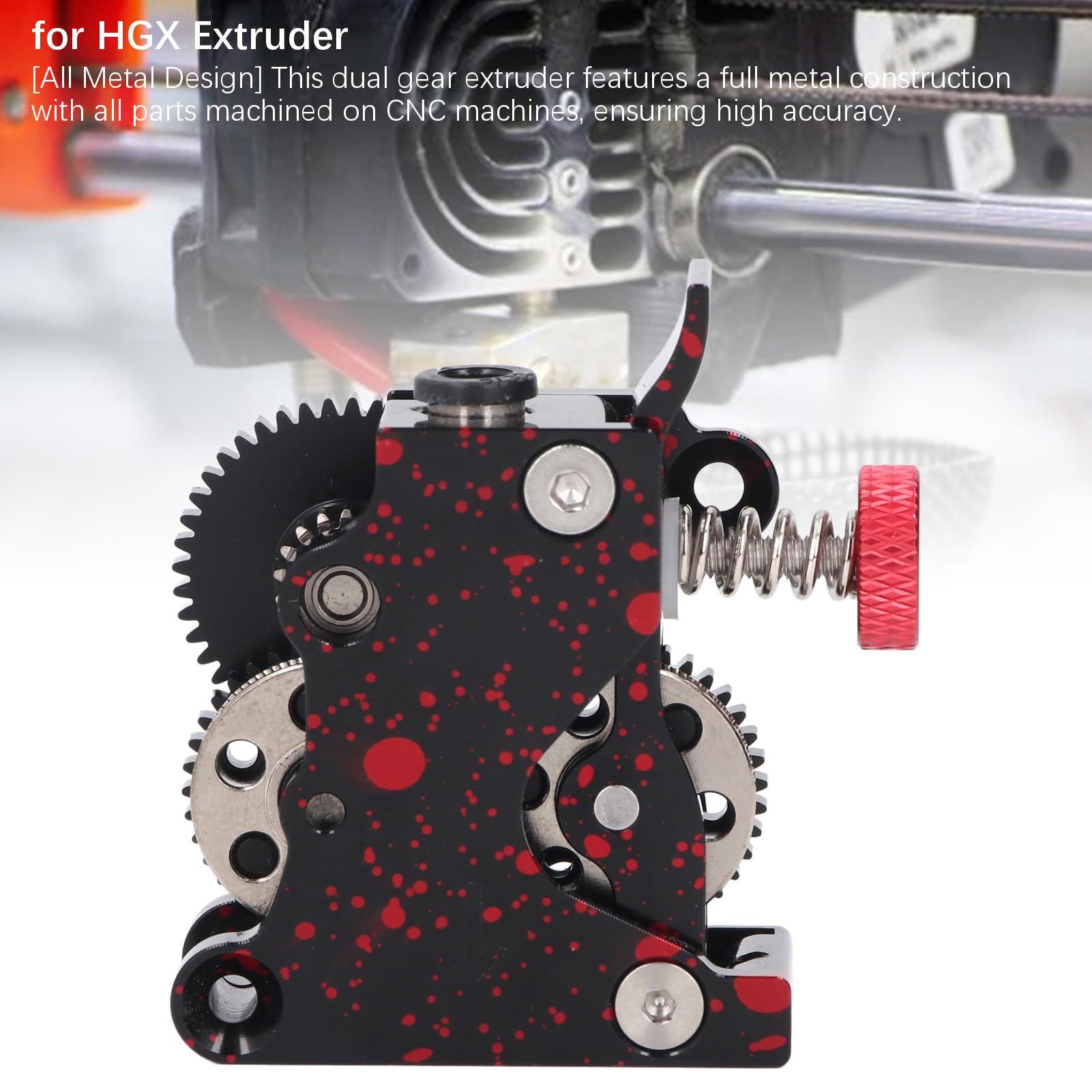 Fockety Extrusora de Engranajes Reductores para HGX, Acero Endurecido Metálico Extrusora de Impresora 3D Dientes de Engranaje en ángulo Extrusora de Doble Engranaje para PLA ABS PETG TPU