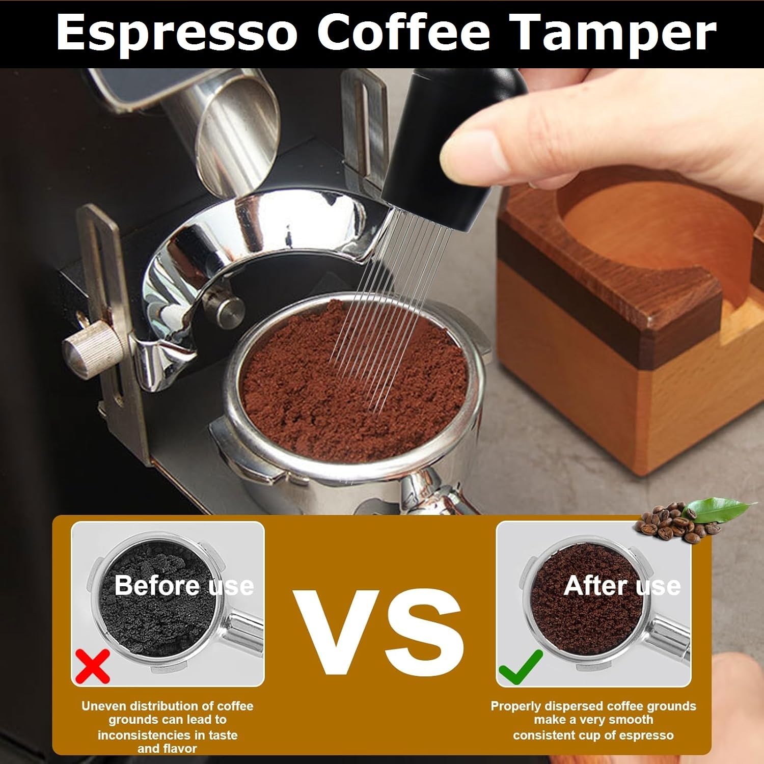 Set di accessori per caffè espresso da 53 mm, con imbuto dosatore Wdt e tappetino antimanomissione, per barista, casa, caffè, caffè espresso, accessori per caffè e amanti del caffè