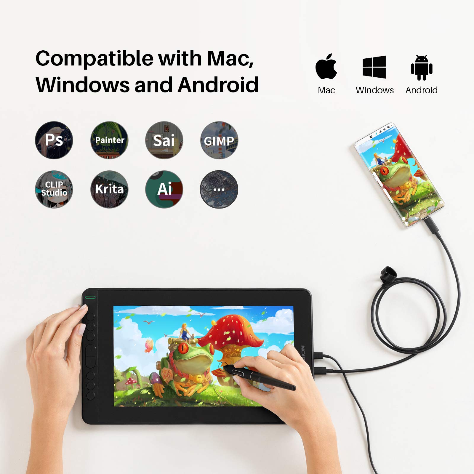 [4 Bonus Items] Simbans PicassoTab 10 Inch Drawing Tablet and Stylus