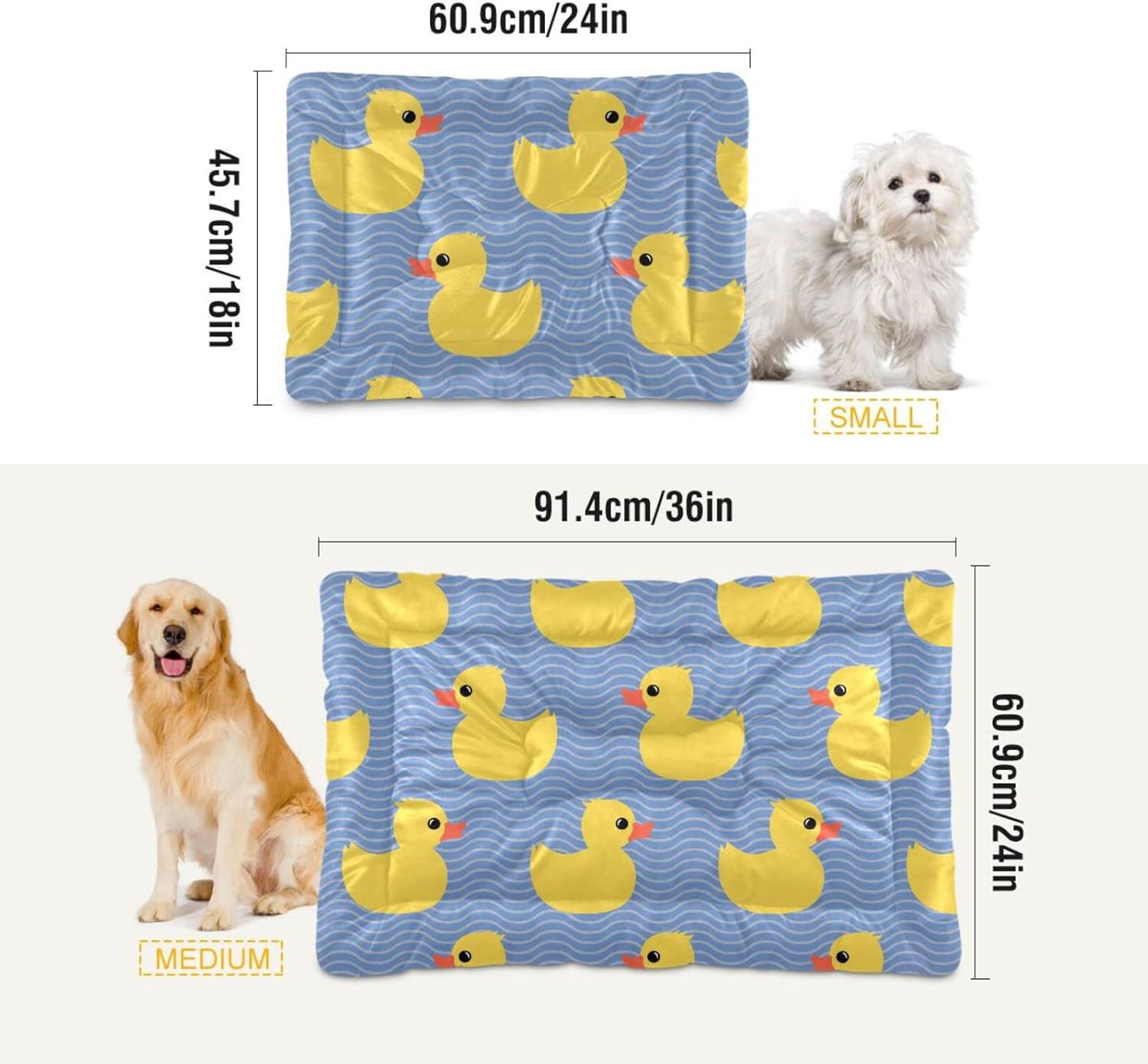 review Ducks Dog Cat Bed Washable Crate Pet Bed Anti-Slip Comfortable Puppy Kennel Bed for Small Medium Large Dogs Cats, 18 x 24 Inch