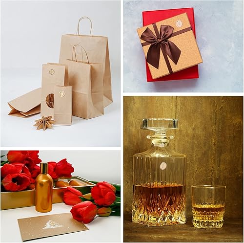 Miniatura 7 de URROMA Calcomanías de sello de cera dorada mixta, 54 unidades, calcomanías de sellos de sobre, calcomanías adhesivas antiguas para Navidad,