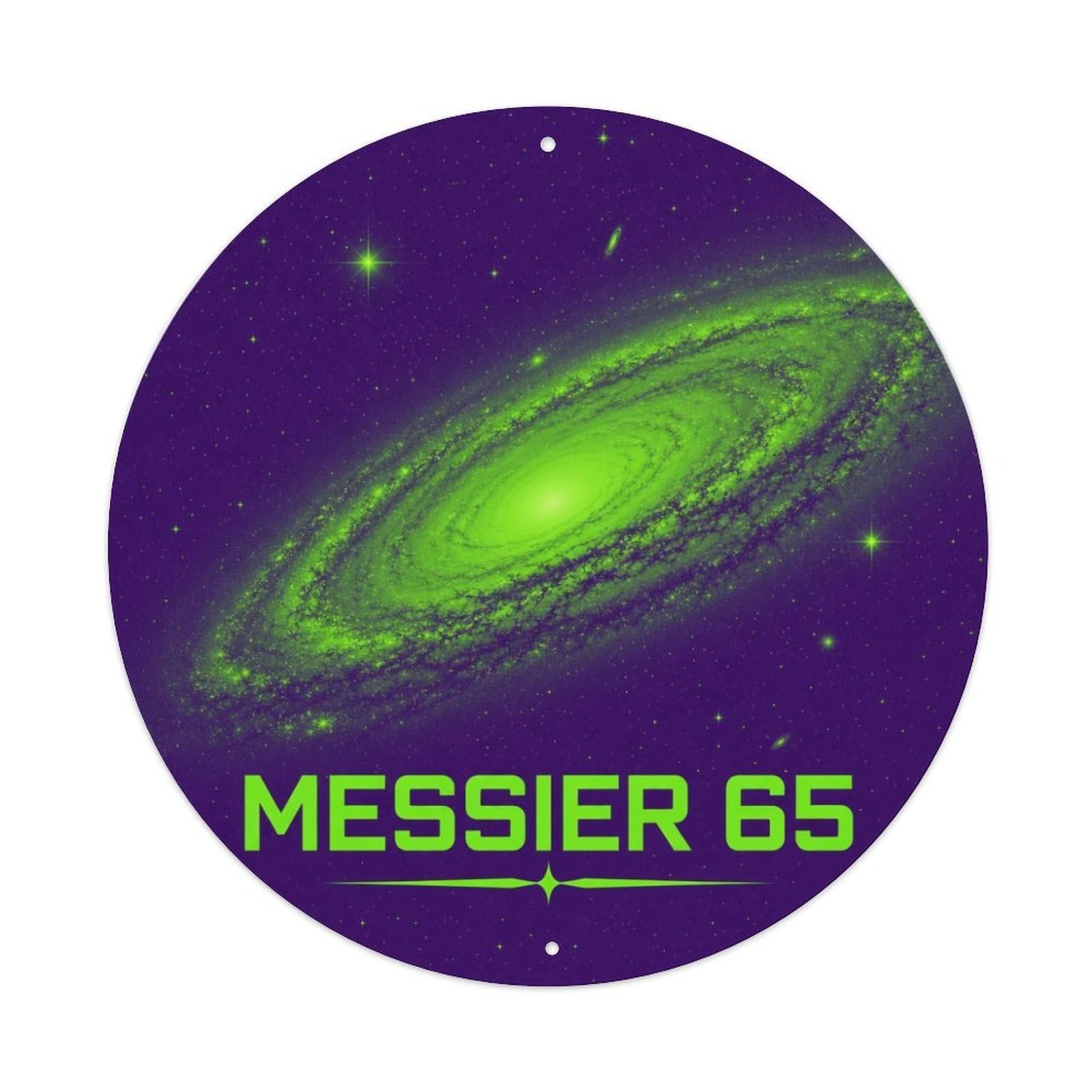 Cosmic Celestial Messier 65 Galaxy Deep Space Astral Metal Tin Sign Plaque Wall Decor for Cafe, Man Cave, Club Bar, Office, Home Garden Round Metal Poster 8x8Inch