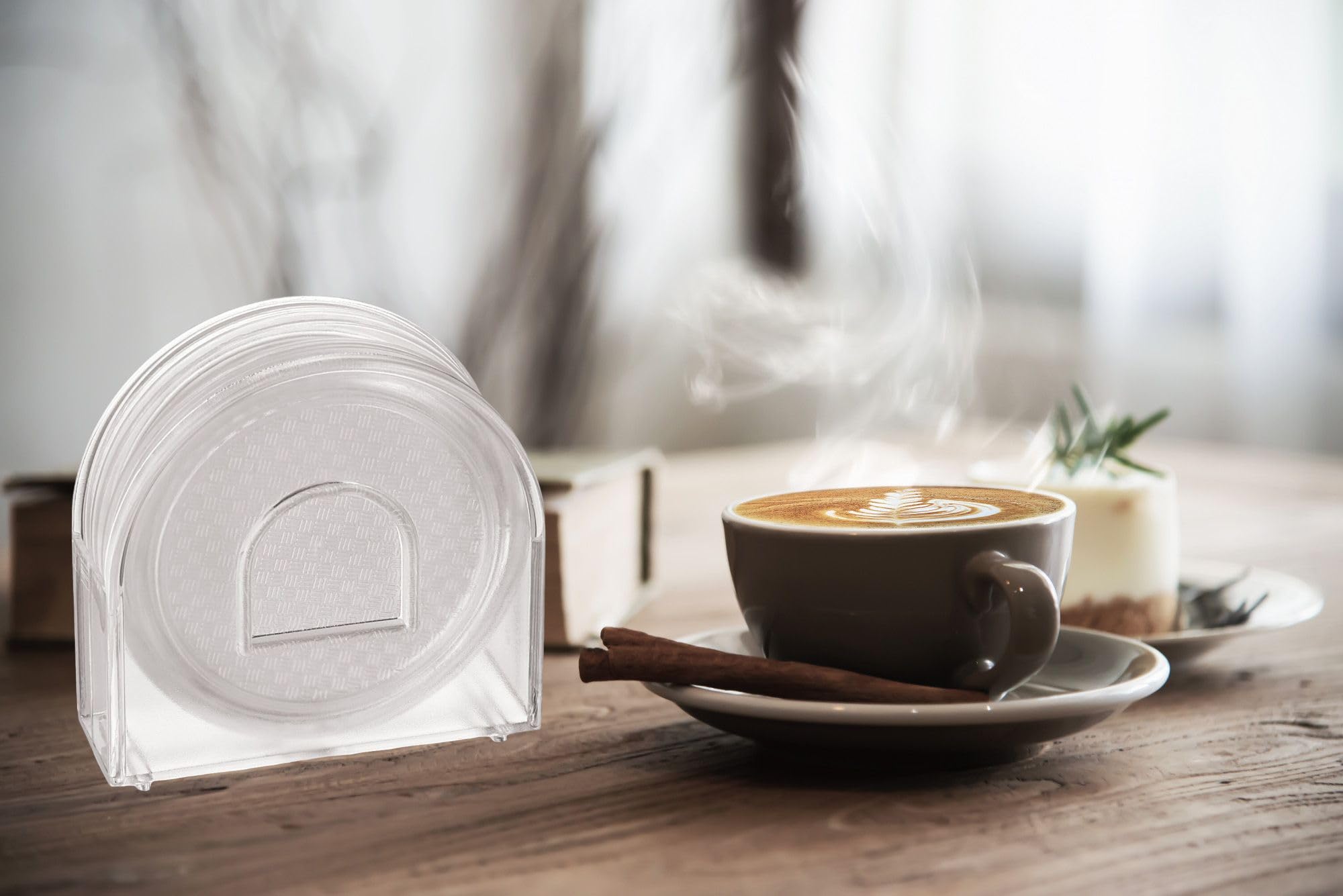 Sonal - Refresh Clear Coaster - Set of 6 Coasters with Coaster Stand, Best fit for Tea Cups, Coffee Mugs and Glasses (Refresh_Clear)