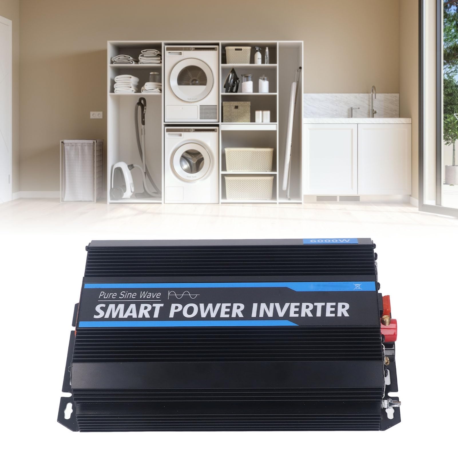 ViaGasaFamido Falownik Czystej Fali Sinusoidalnej Konwerter Samochodowy ze Stopu Aluminium DC12V na AC220V 6000W z Wyświetlaczem LED USB i 2 Gniazdami AC do Użytku w Ciężarówce Kempingowej w