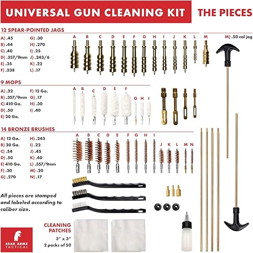 Miniatura 9 de Kit de limpieza universal para pistolas  American Company  Perfecto para escopetas, rifles, cargadores de bozales, pistolas y pistolas  Estuche