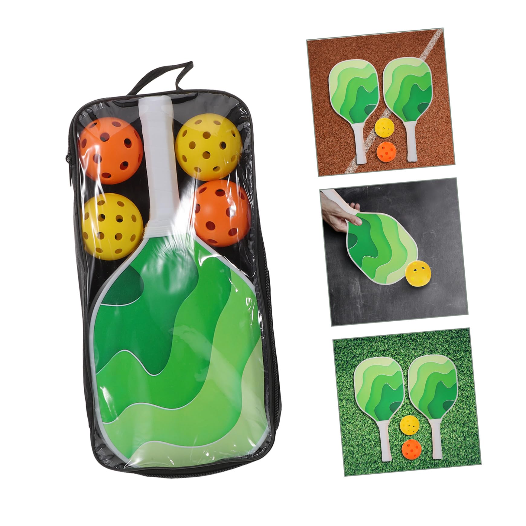 Anneome Set di Racchette da Pickleball in Legno per Principianti | Palle e Borsa Inclusi, Uso Indoor e Viaggio, Design Vivace e Bilanciato per Controllo