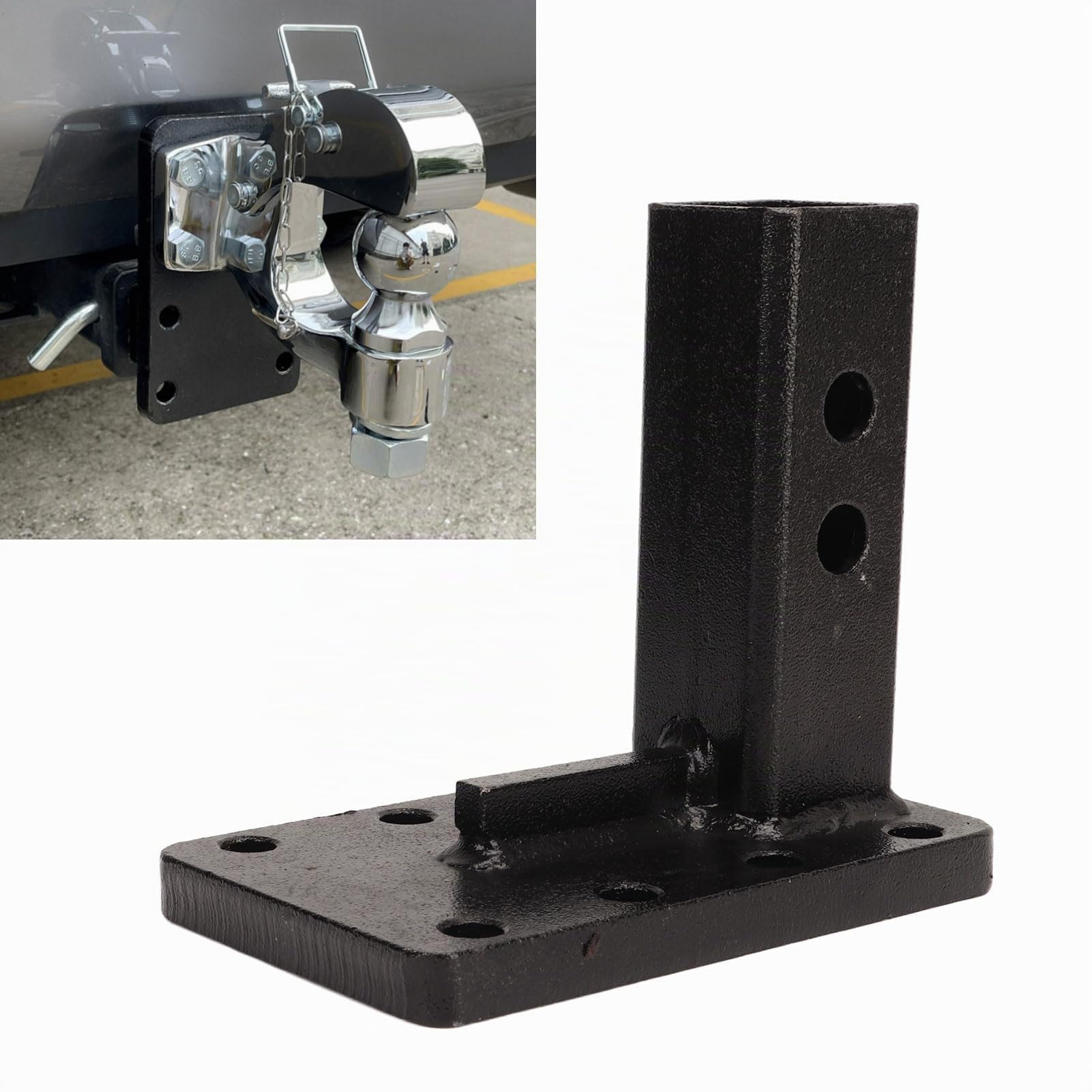 Récepteur de Crochet D'attelage, Support D'attelage Réglable en Acier allié 4410lbs pour Récepteurs D'attelage de 2 Pouces Tracteur de Remorque 6-1/2 Pouces de Chute