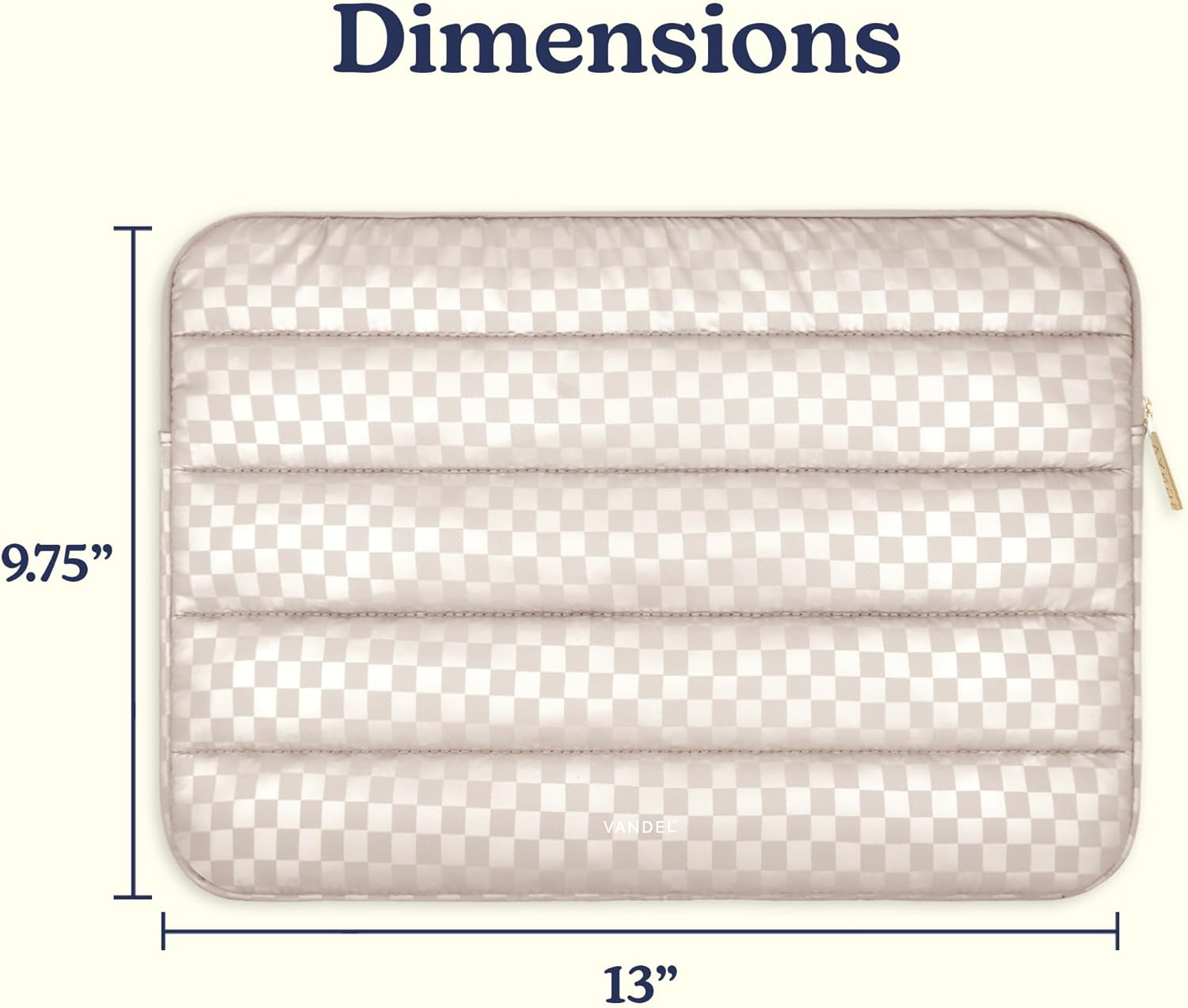 Vandel Puffy Laptop Sleeve Case, 13-14 inch Laptop Sleeve Bag Case 13.3 Inch, Compatible with MacBook Air/Pro 13/Pro 14/iPad Pro 12.9, HP Dell ASUS Computer Bag Cover, Checker Champagne
