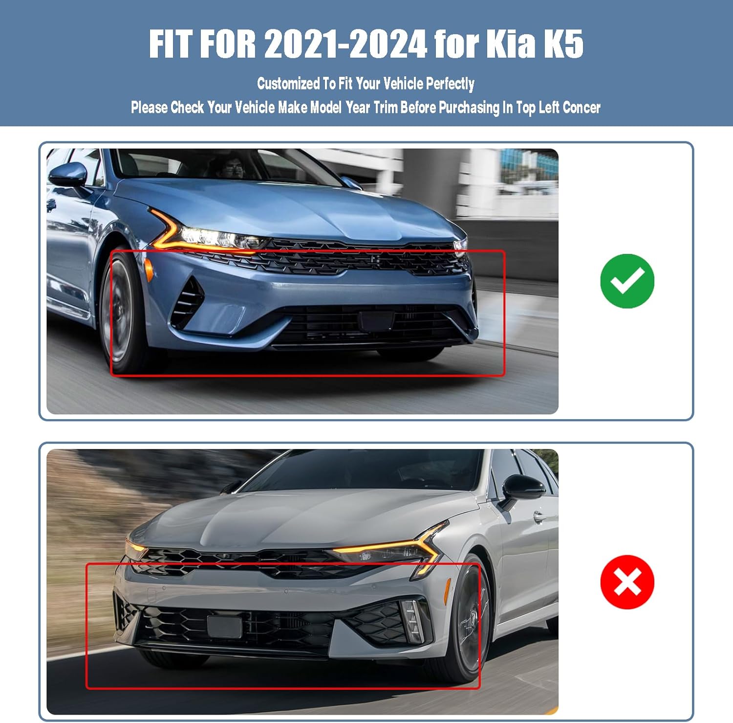 Front Bumper Lip fit for Kia K5 Sedan EX/GT/LXS 2021 2022 2023 2024 for Kia K5 Sedan LX 2021 2022 2023 Front Lip Spoiler Air Chin Body Kit Splitter Glossy Black