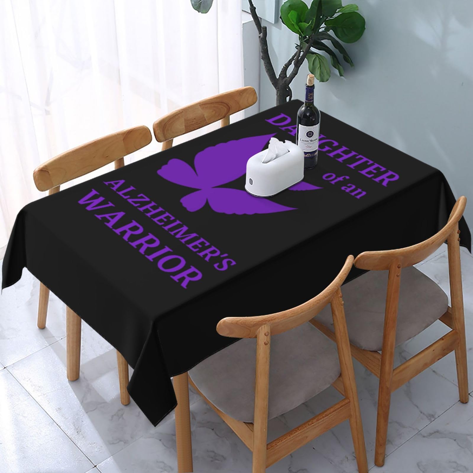 JunHeArt Alzheimers Awareness Month Tablecloth Rectangle Table Cover Washable Table Cloths Decor For Kitchen 54" X 72"