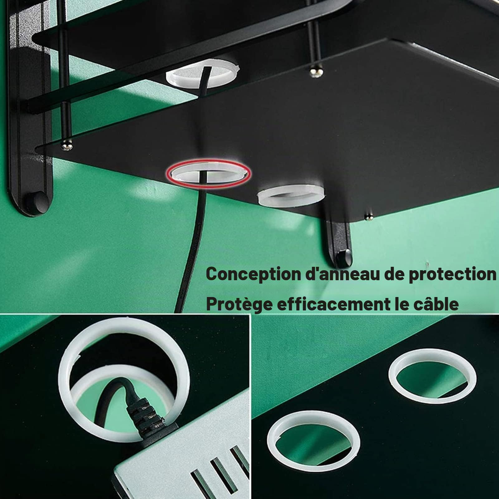 Support Mural Flottant à Double Couche, Boîte de Rangement pour Routeur Wifi Double Sans Fil, Support Mural pour Support de Stockage TV pour Chambre à Coucher, Salon
