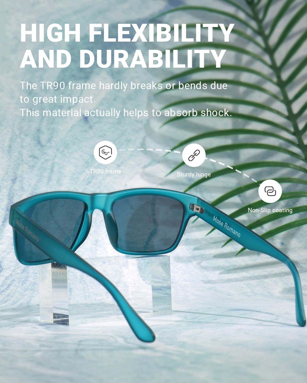 Occhiali da sole polarizzati per gli uomini Protezione UV400 Occhiali da sole quadrati leggeri TR90 Running Fishing Driving Shades, Telai Teal Lenti Rosso Tramonto, XL