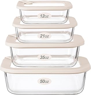 Urban Green Glass Food Storage Containers with Glass Lids, Microwave Safe Food Container Set, Aitight Meal Prep Container Set, LeakProof, 100% Plastic Free, 4 Pack