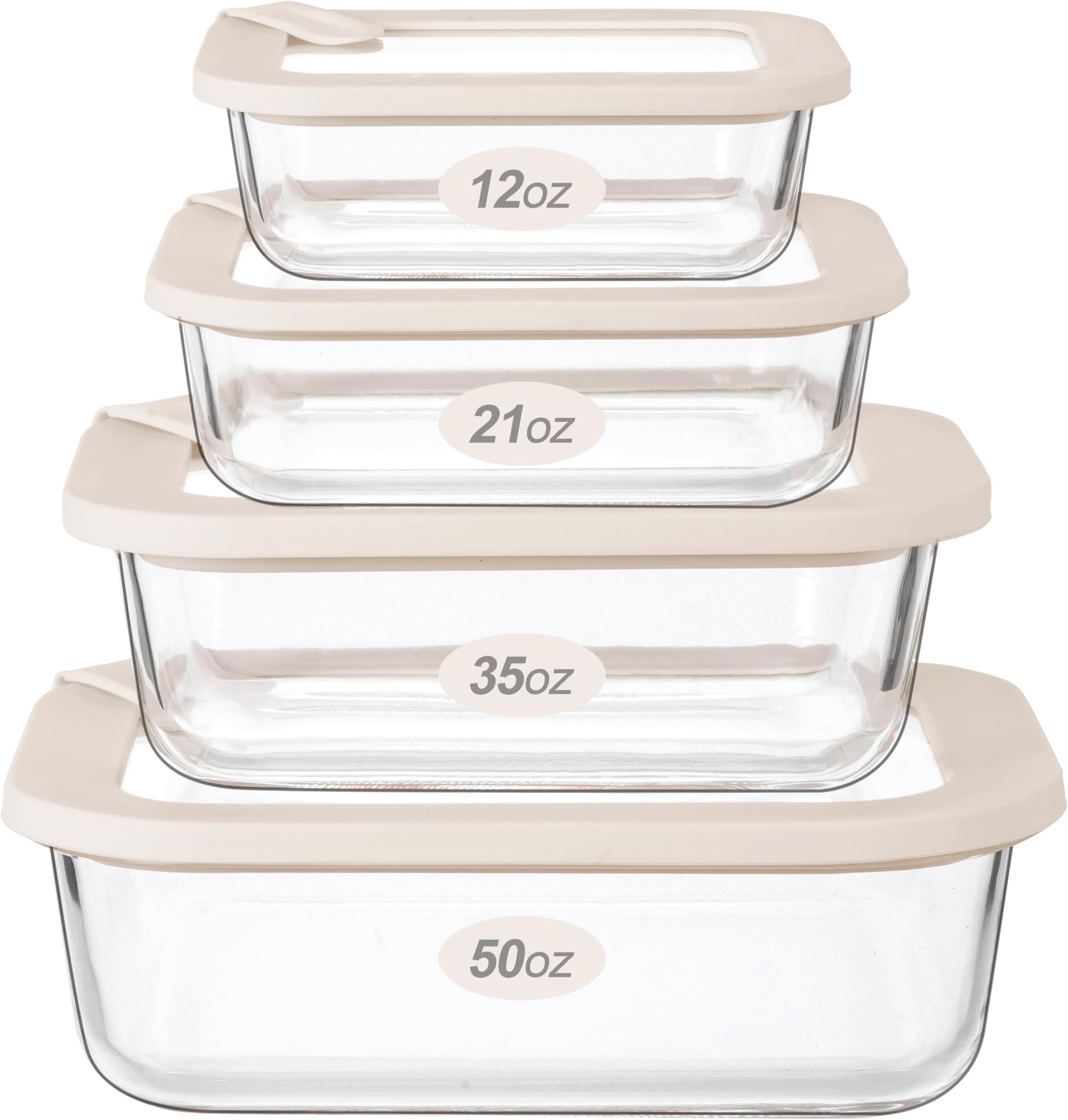 Urban Green Glass Food Storage Containers with Glass Lids, Microwave Safe Food Container Set, Aitight Meal Prep Container Set, LeakProof, 100% Plastic Free, 4 Pack