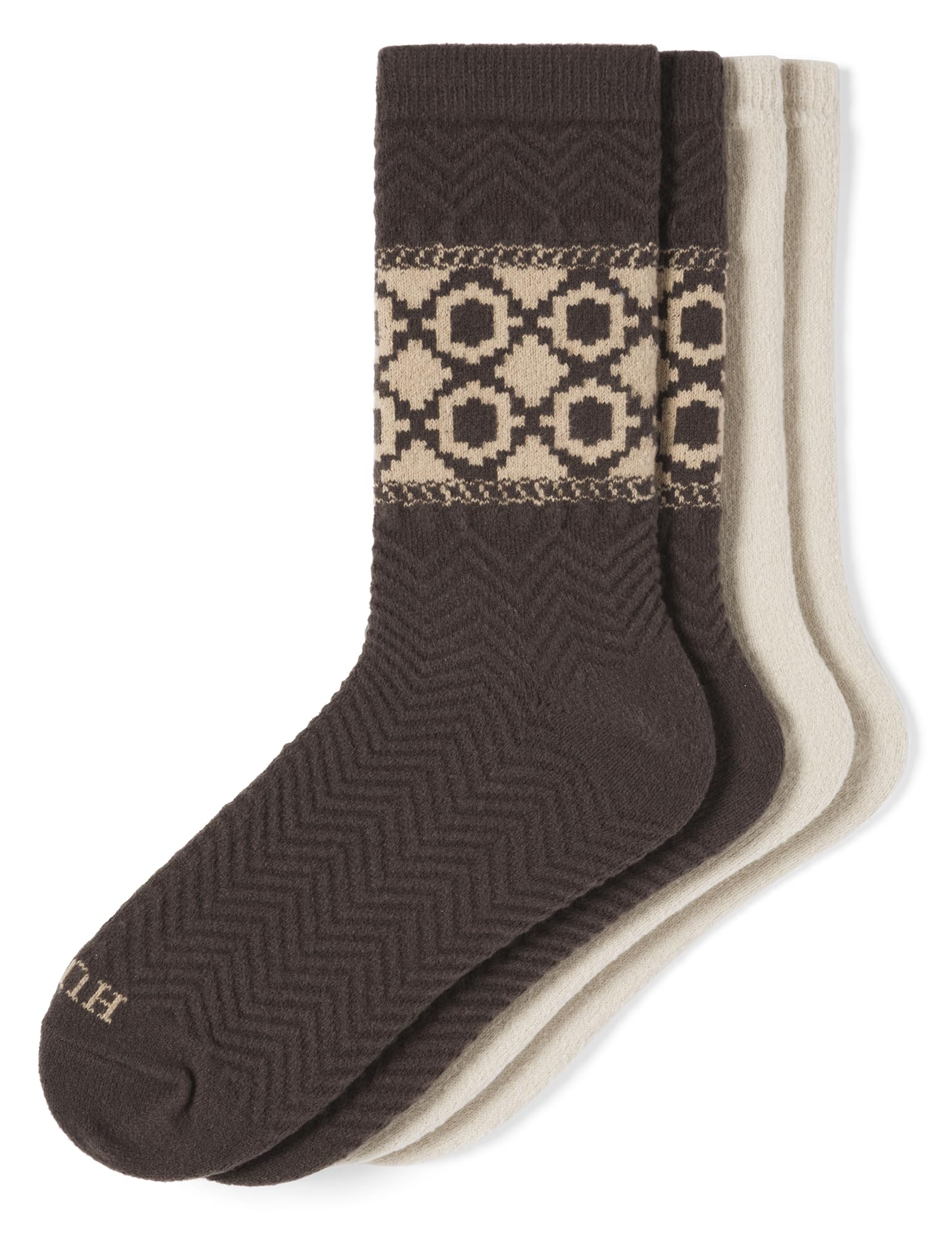 HUE womens Crew Length Boot Socks, 2 Pair Pack