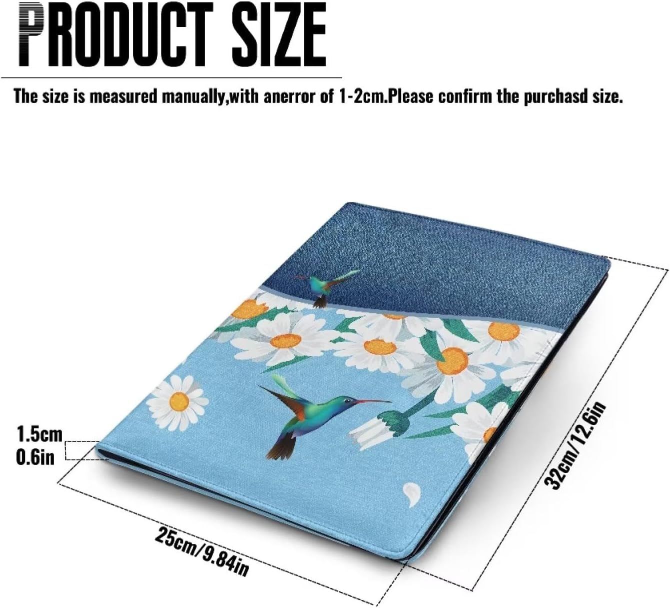 Hummingbirds Daisy Clipboard Folder Padfolio, Business/Resume Portfolio Folder, PU Leather Clipboard Clip Interview/Conference Document Portfolio Organizer