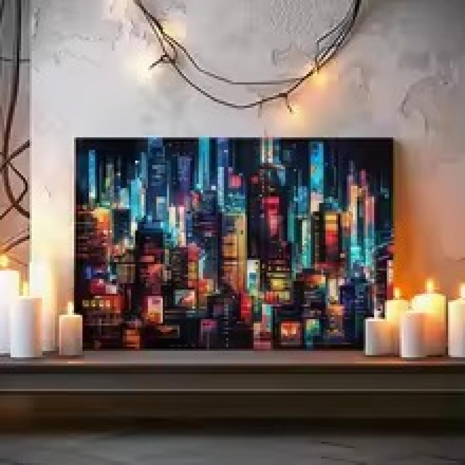Impression d'art mural affiche abstraite colorée de rue de ville 60x80 - 8