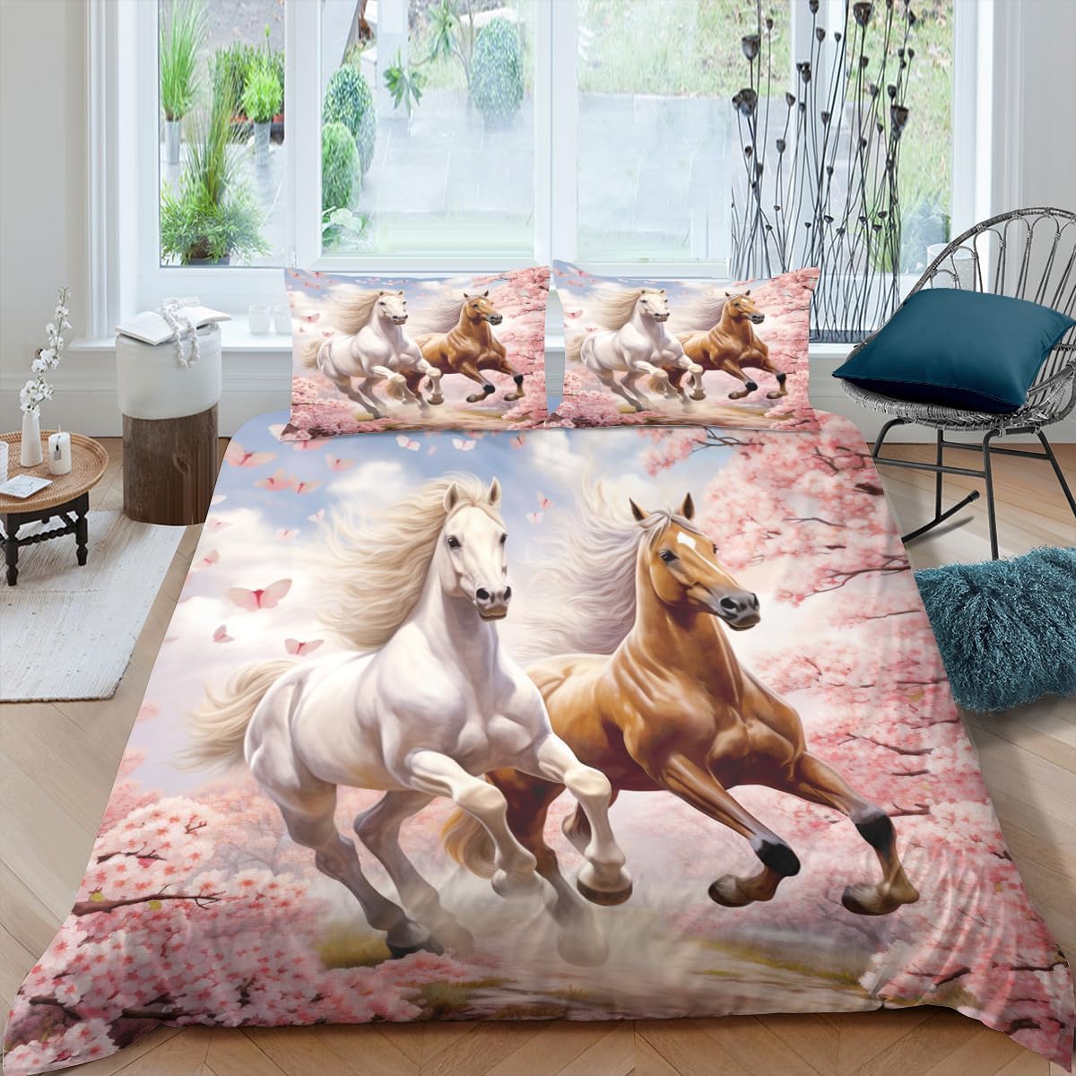 3D Duvet Cover King Size 240X220 Cm Animal Horse Bedding Set Bed For Children Teens Pattern With 2 Pillowcases Quilt Cover With Zipper Closure 100% - Do Not Fade - Hypoallergen-1259986198