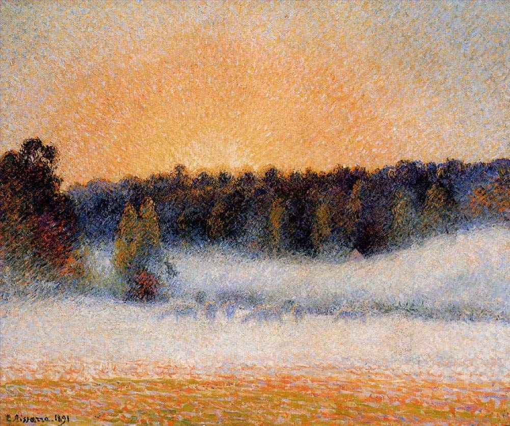 Amazon.co.jp: 夕日と霧の風景を描いた6枚の絵画 カミーユ