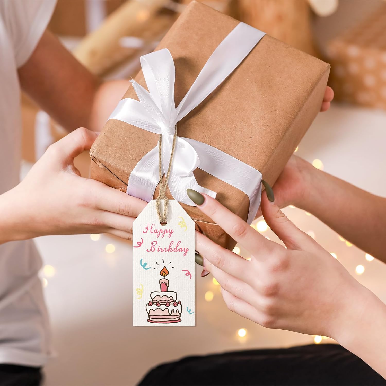 120 Pcs Watercolor Tags with Attached String, Blank Gift Tags Handmade Tags 140 lb/300 GSM Watercolor Paper Cards for Paint, DIY Crafts, Holiday, Wedding(3.75 x 1.75 inch) - Image 6