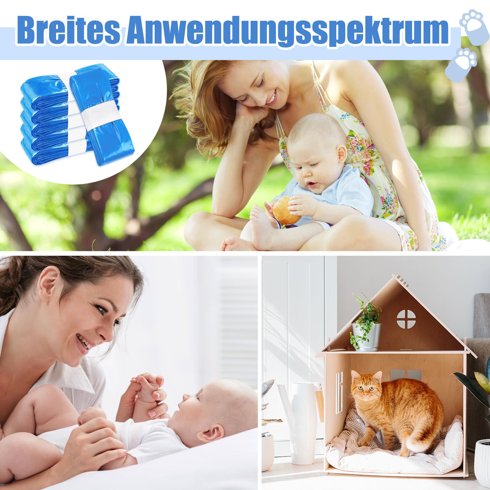 Nachfüllfolie Windeleimer Nachfüllbeutel, 12 Stück Windeleimer Nachfüllkassetten Nachfüllfolienringe Katzenstreu Nachfüllpackung, Kompatibel mit Allen Katzenstreu Eimer und Windeleimern