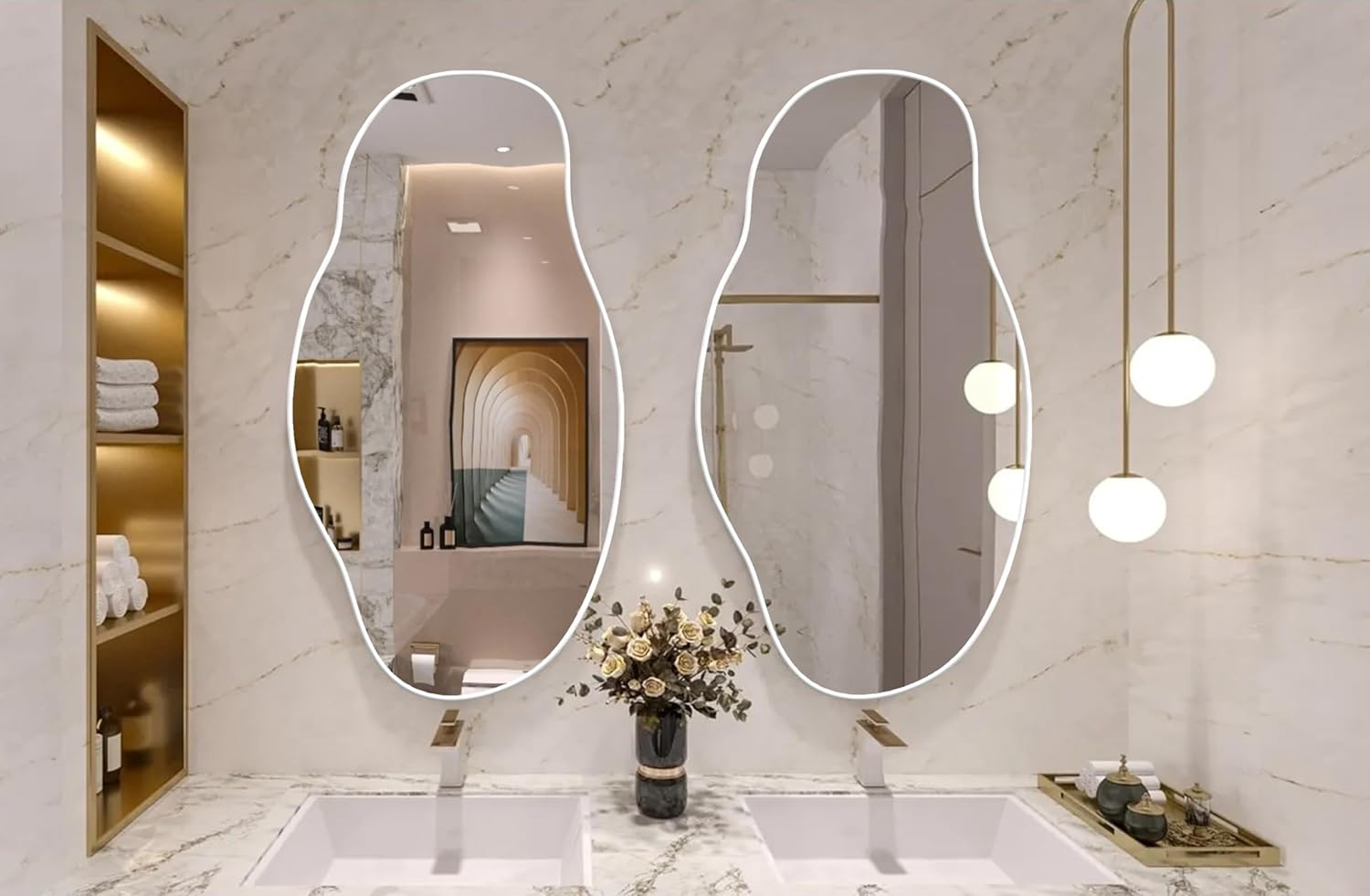 NORTH KAISER Mirror Wall Art Asymmetrical Wall Mirror