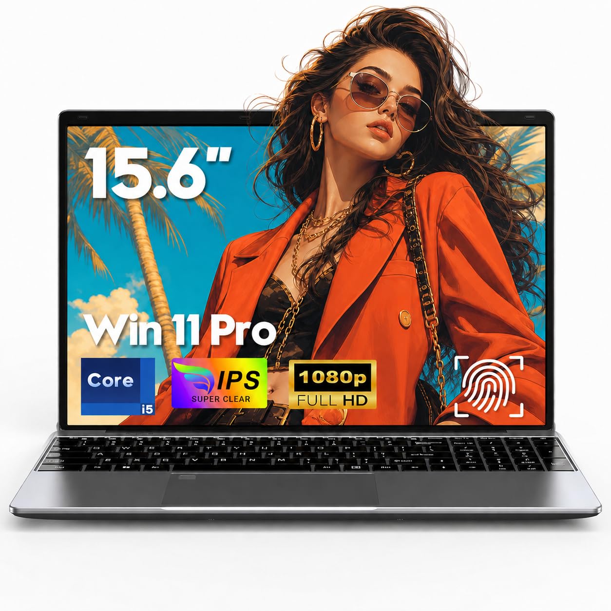 FUNYET Computer Portatile 15,6 Pollici i5-6200U(Fino a 2.80 Ghz), 16GB RAM 1TB SSD Laptop, Win11 Notebook con WiFi5, BT4.2, USB3.0, HDMI, Type-C, 5000mAh, Tastiera Retroilluminata, Impronta Digitale