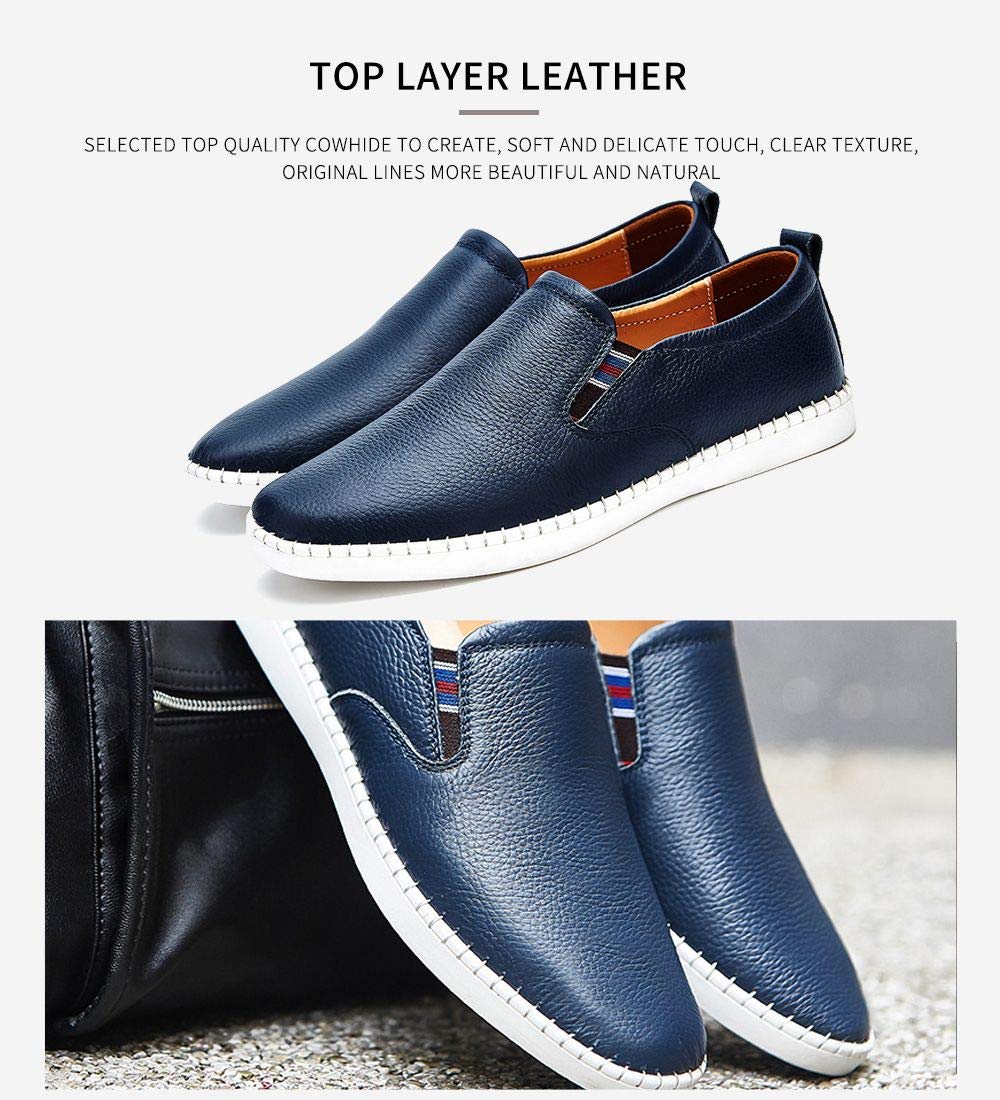 Men's Genuine Leather Loafer Shoes Slip On Soft Walking Driving Shoes,56 Blue,47EU=12 M US
