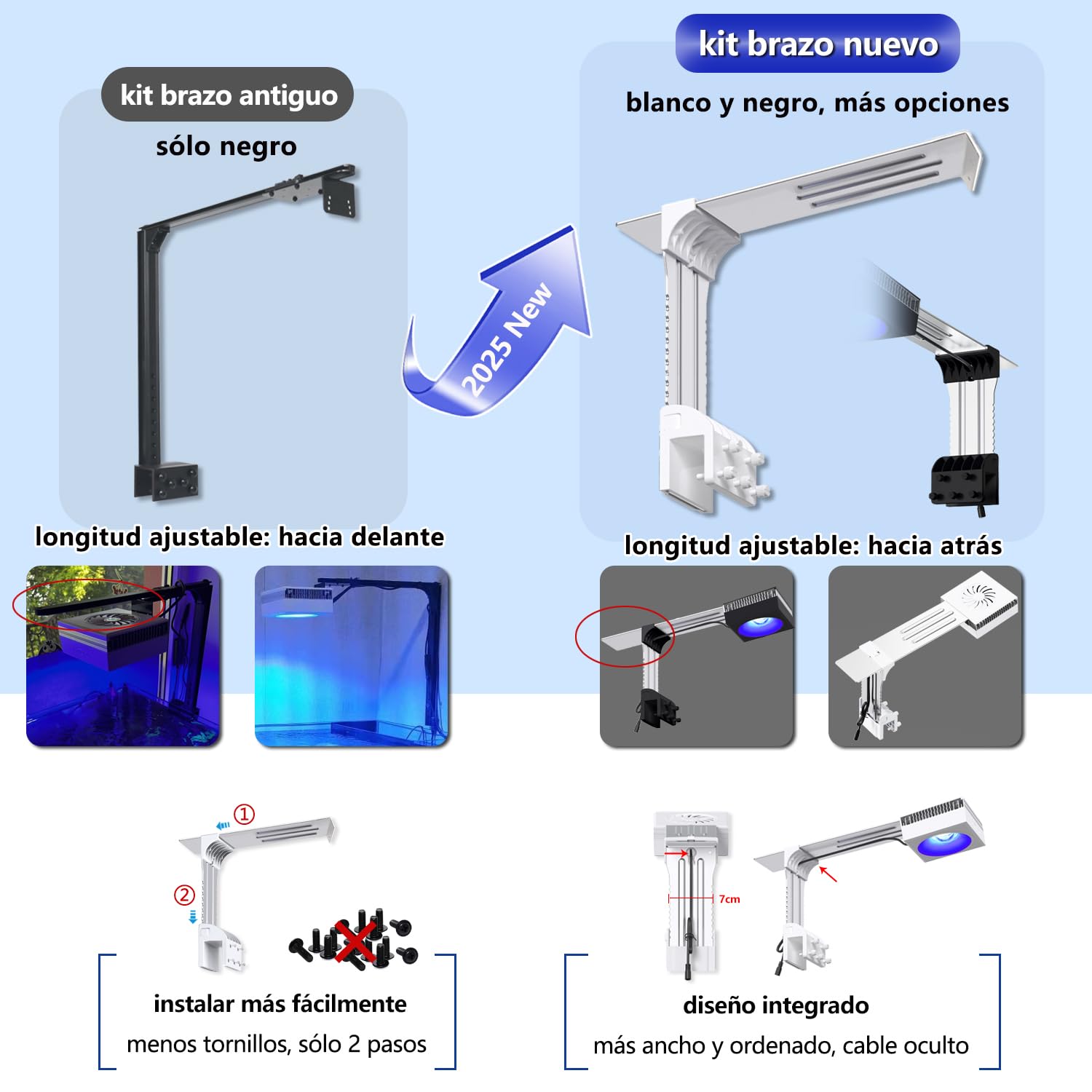PopBloom RL90 Luz LED para acuarios de agua salada Mini Nano Iluminación para peceras Lámpara LED de arrecife de espectro completo