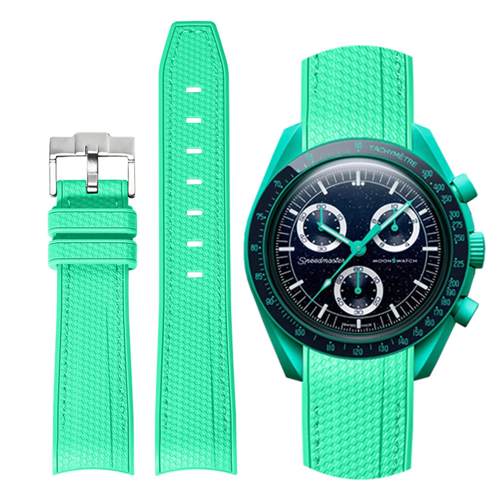 BONACE Bands for Moonswatch Watch,Curved SIlicone Strap Compatible with Omega X Swatch 20mm Watch,Swatch Omega Moonswatch Speedmaster Replacement No Gap Strap Men Women