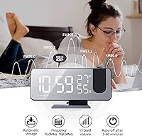 Vista 3 de Reloj despertador de proyección para dormitorio, radio digital de techo con puertos de carga USB, pantalla LED grande de 7.3 pulgadas, 4
