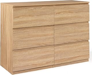 IDMarket - Commode 6 tiroirs TOMI 110 cm Bois façon hêtre