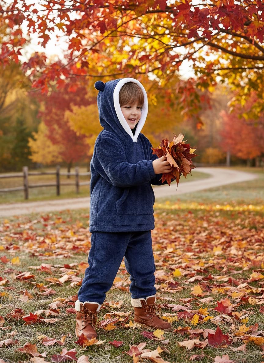 WISREMT Toddler Fleece Tracksuit Sets Girls Boys Christmas Fuzzy Sweatsuit Winter 2 Piece Outfit Warm Sweatshirt Jogger Pants - Image 5