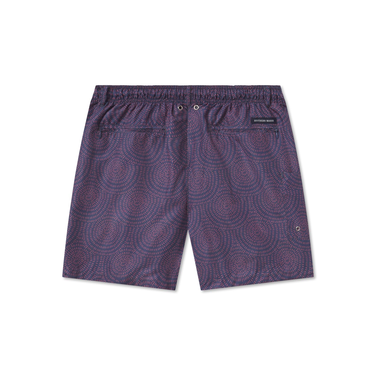 Southern Marsh Bodrum Straits Lined Swim Trunks, Washed Red & Mountain Purple, Medium