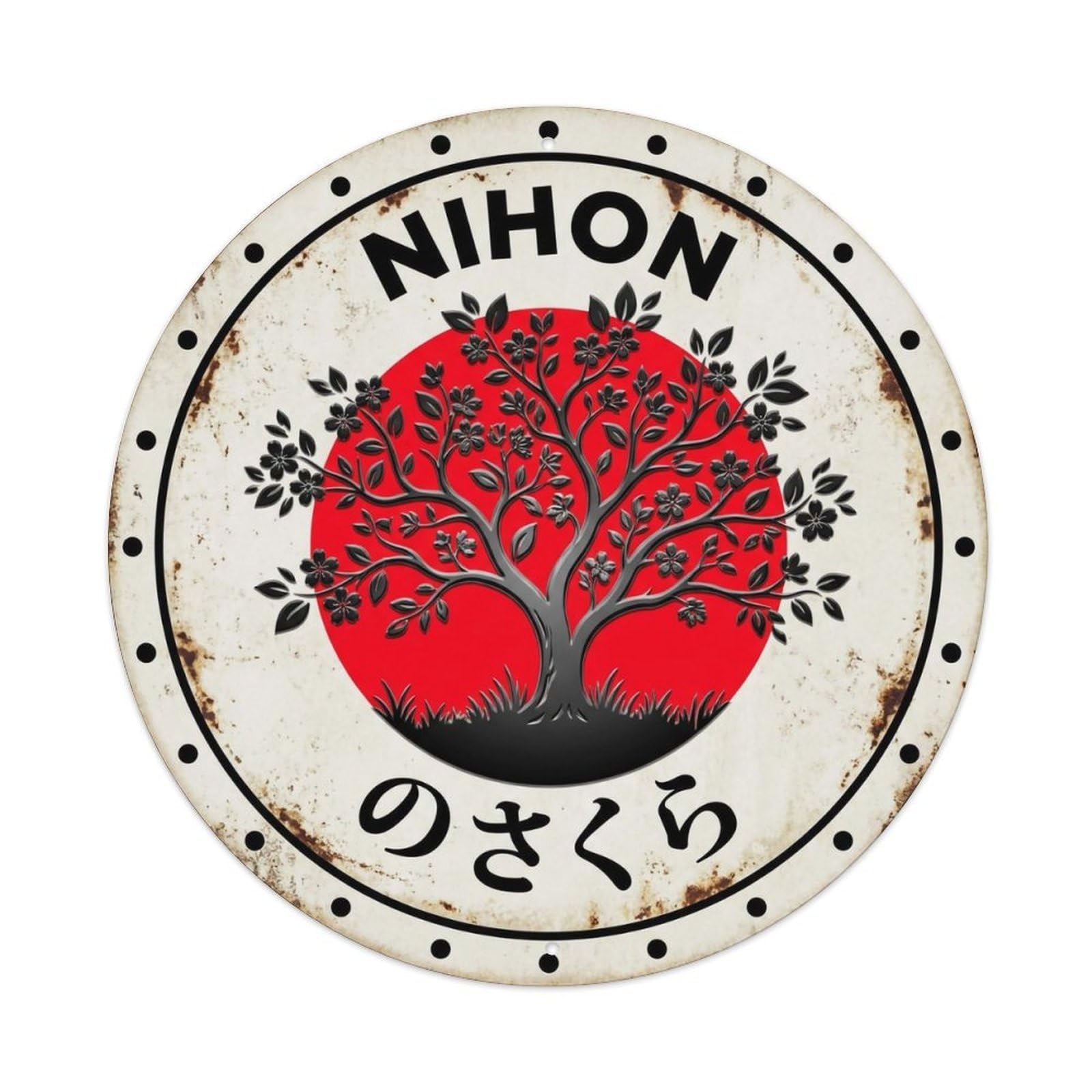 Field Cherry Nihon Meadow Blossom Tree Rustic Metal Tin Sign