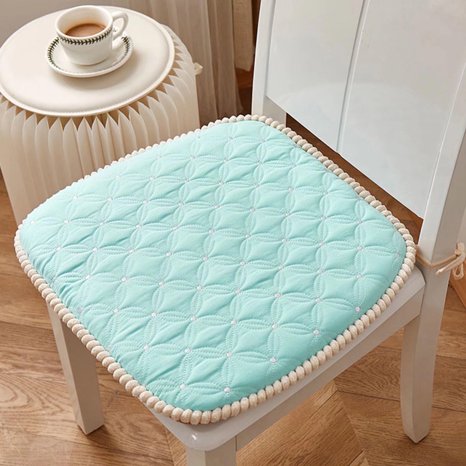 CFMZ Seat Cushions for Kitchen Chairs with Ties, Chair Cushions for Dining Chairs 2 Pack, Dining Chair Cushions 45x45 Non Slip, Durable Seat Pads for Dining Chairs Light Green