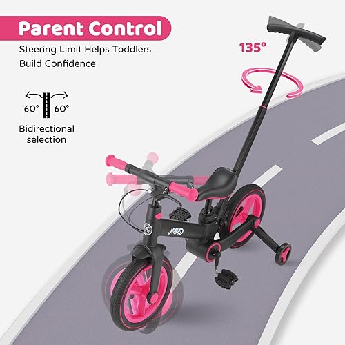 Miniatura 19 de Bicicleta para niños de 18 meses a 5 años, bicicleta de empuje 6 en 1 con ruedas y pedales de entrenamiento, bicicleta de equilibrio para niños
