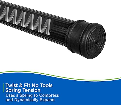 Miniatura 5 de Kenney KN609L5 Twist & Fit No Tools - Barra de cortina de ducha estándar con extremos antideslizantes, antideslizantes, longitud ajustable de 42-72