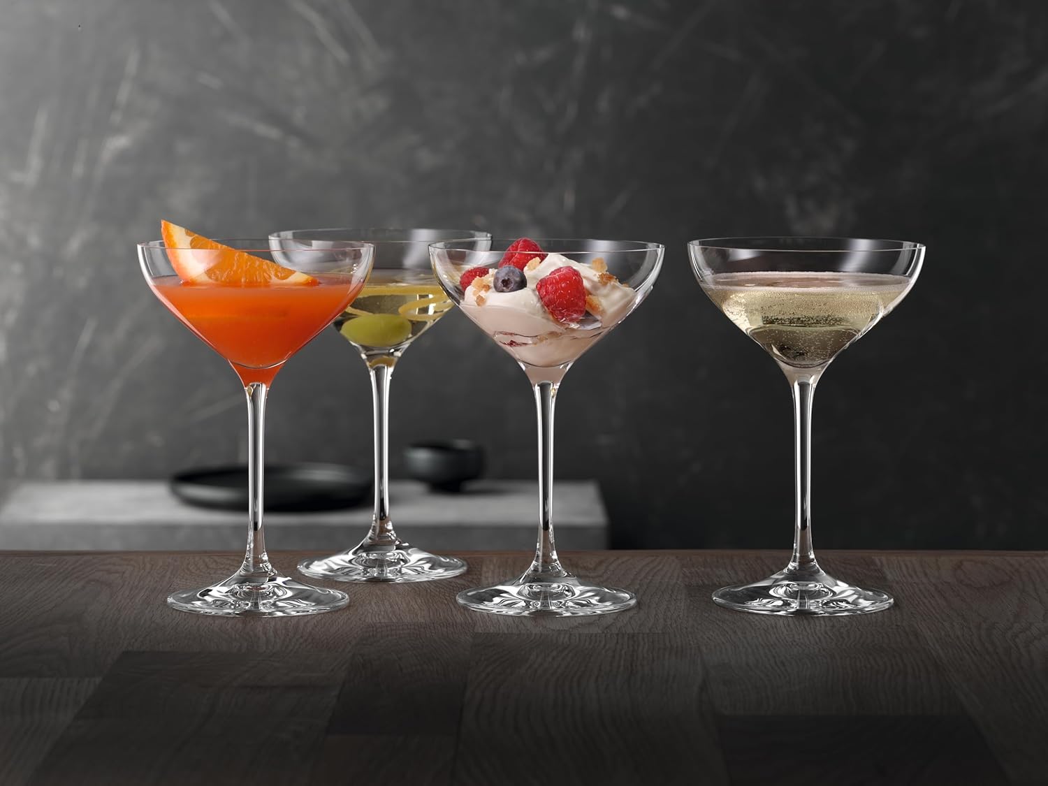 Spiegelau Dessert Glasses Set of 4 - European-Made Crystal, Modern Dessert or Champagne Glassware, Dishwasher Safe, Professional Quality Champagne Saucer Glass Gift Set - 8.8 oz