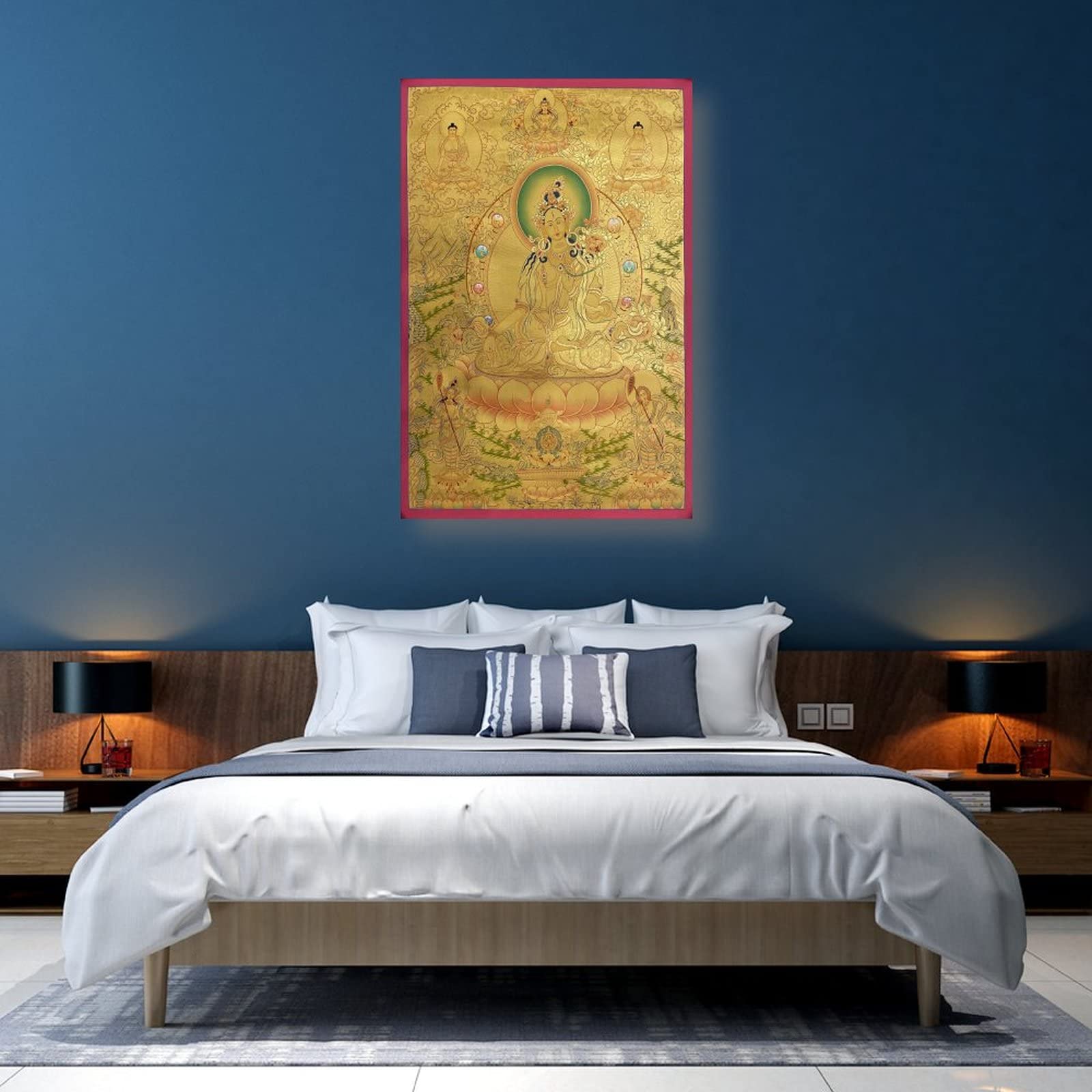 Tara bianca con Buddha Shakyamuni Buddismo Religione Meditazione Poster Decorazione per la casa Poster arte da parete Camera da letto Decorativa Estetica 40 x 60 cm