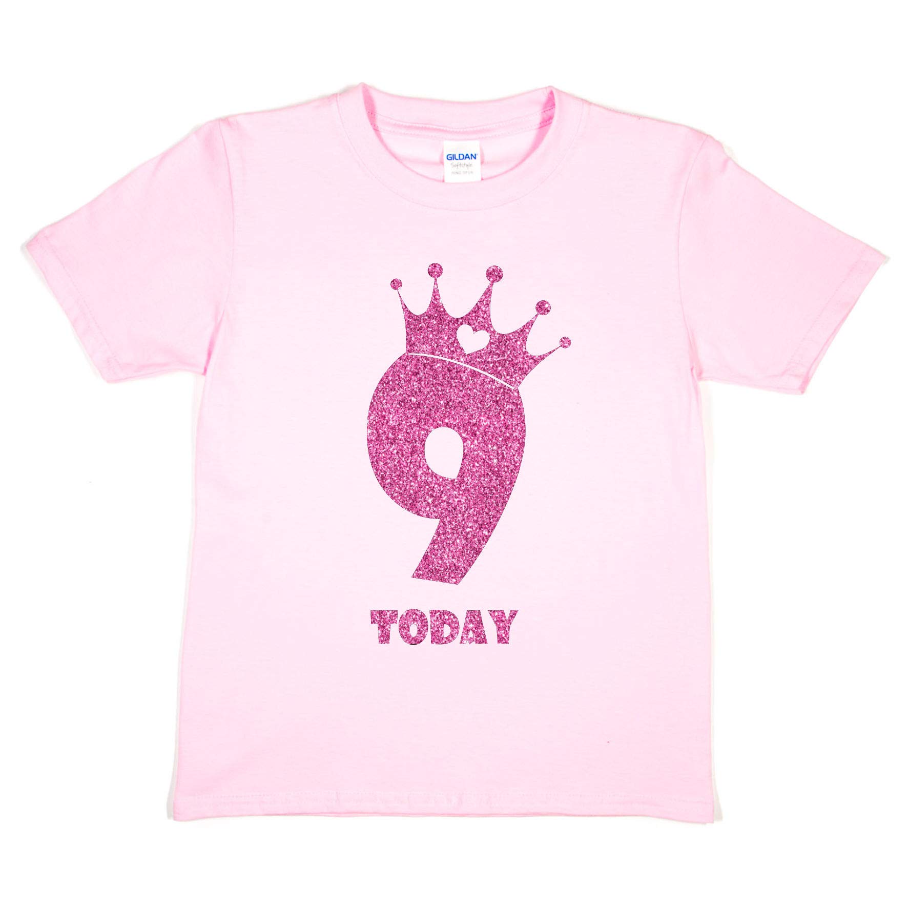 Print4U Girls T-Shirt 9th Birthday 9 Today Age Nine Age 9-11 Pink