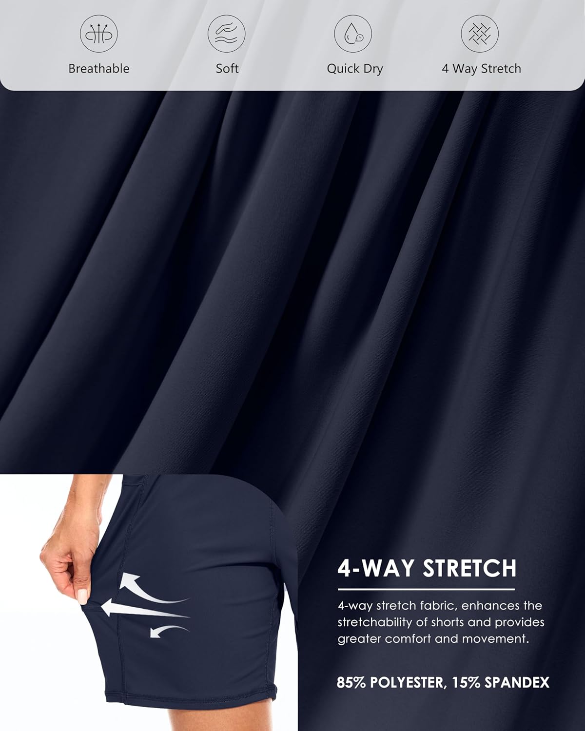 Blouty Women's 7" Bermuda Shorts with Pockets High Waisted Stretch Athletic Long Shorts for Women Workout Casual - Image 5