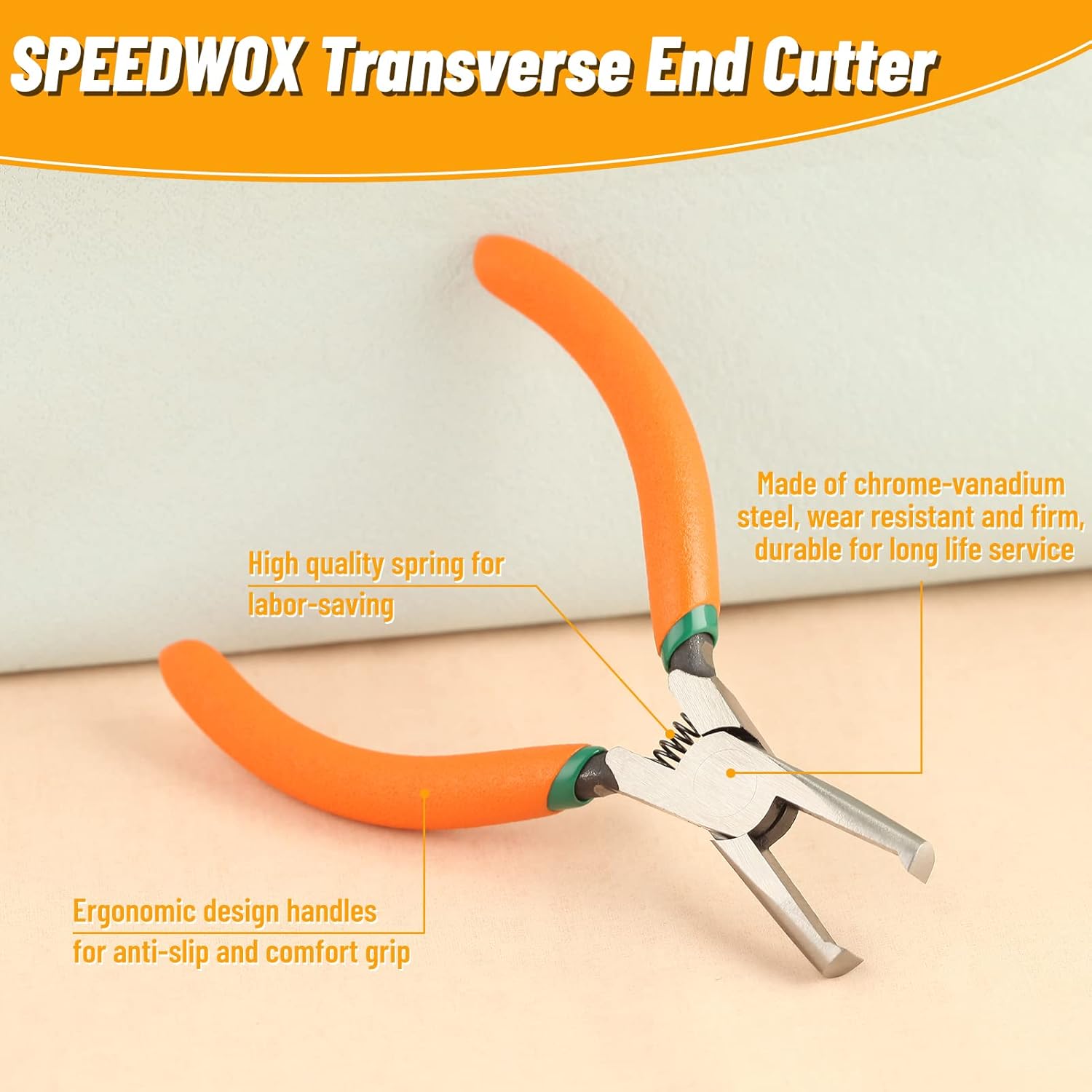 SPEEDWOX Transverse End Cutter with Flush Jaw SMT/SMD Chip Cutters 5 Inches End Cutting Pliers Side Cutting Pliers with Spring Nipper End Cutter for Hard-to-Reach Places