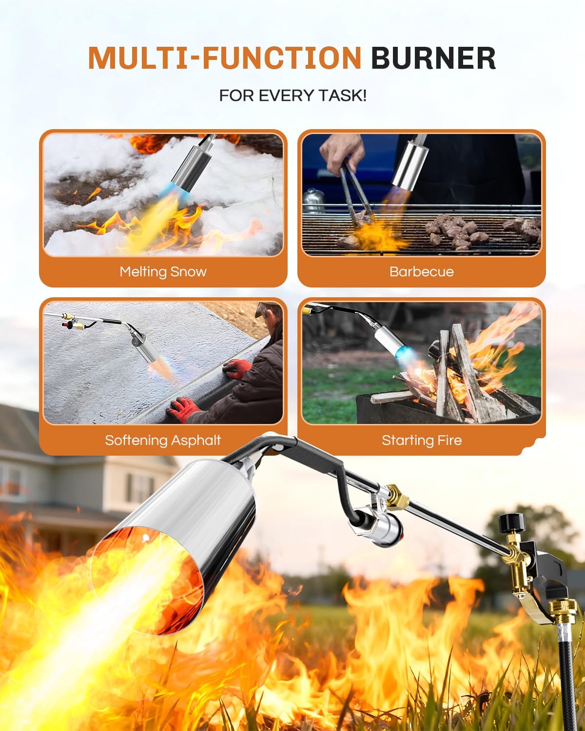 WELLUCK Propane Torch Weed Burner, Weed Torch 340,000 BTU Flamethrower with POL 11.5FT Hose, Heavy Duty Blow Torch with Self Igniter for Weeding,Snow Melting Barbecue