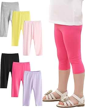 Leggings Capri 3/4 Per Bambina - Pacco Da 6 Pantaloni Estivi In Modal Morbido, Tinta Unita - Foto 3