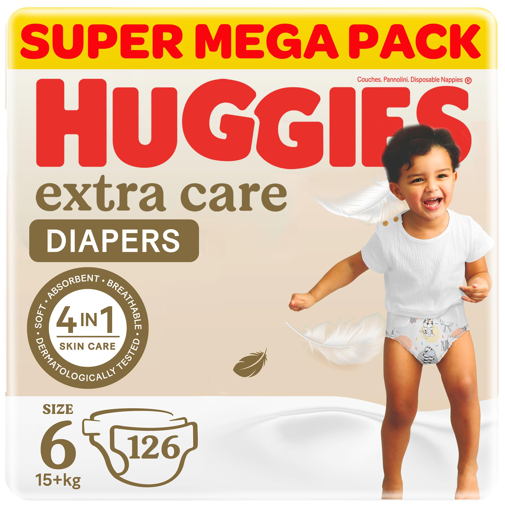 Extra Care Baby Diapers, Size 6 (15+ kg), Super Mega Pack, 126 Diapers